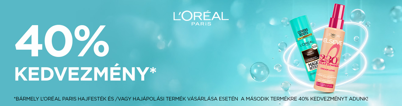 L'Oréal Paris Hajfestés, Hajápolás termékek 2. termék 40% L'Oréal Paris Hajfestés, Hajápolás termékek 2. termék 40%