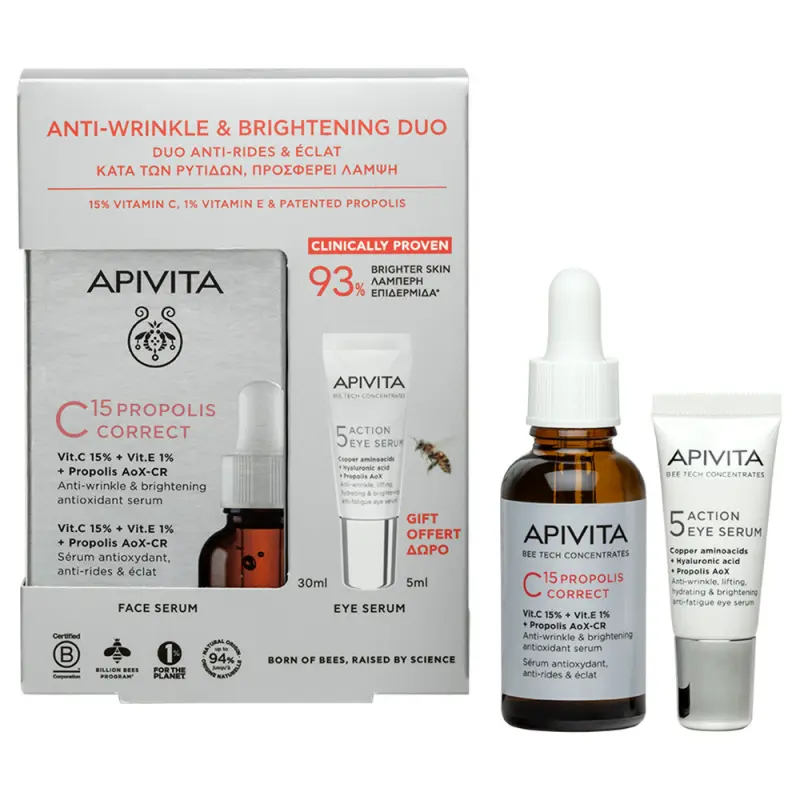 APIVITA BEE TECH C15 Propolisz ránctalanító és korrigáló antioxidáns szérum csomag (30+5 ml) APIVITA BEE TECH C15 Propolisz ránctalanító és korrigáló antioxidáns szérum csomag (30+5 ml)
