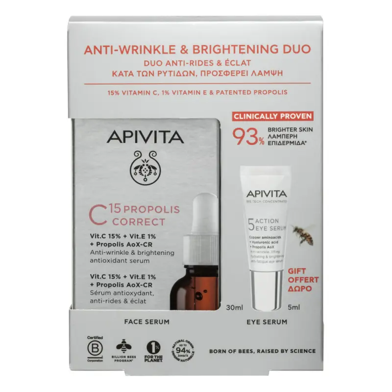 BEE TECH C15 Propolisz ránctalanító és korrigáló antioxidáns szérum csomag (30+5 ml)