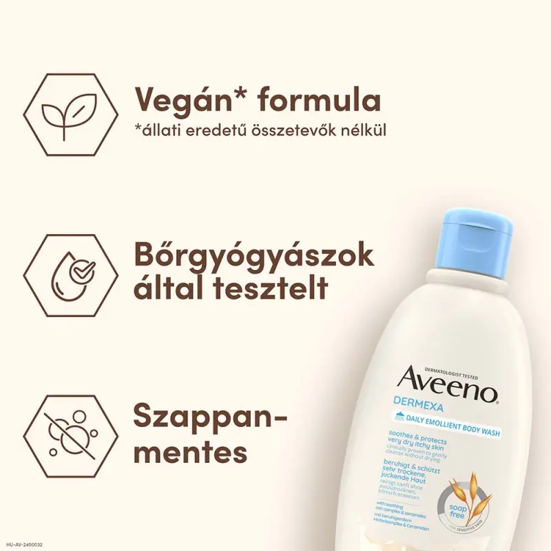 Dermexa Bőrpuhító tusfürdő, illatmentes 300 ml