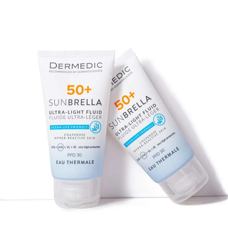 Sunbrella Ultra-Light Fényvédő fluid SPF50+ rozáceás arcbőrre 40 ml