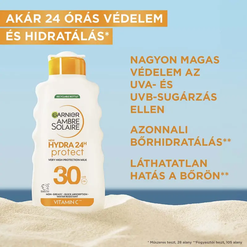 Ambre Solaire Hydra24h UV-sugárzás elleni naptej magas védelemmel SPF 30 (175 ml)
