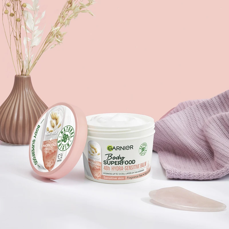 Body Superfood Hydra-Sensitive testápoló balzsam zabtejjel + probiotikus frakciókkal 380 ml