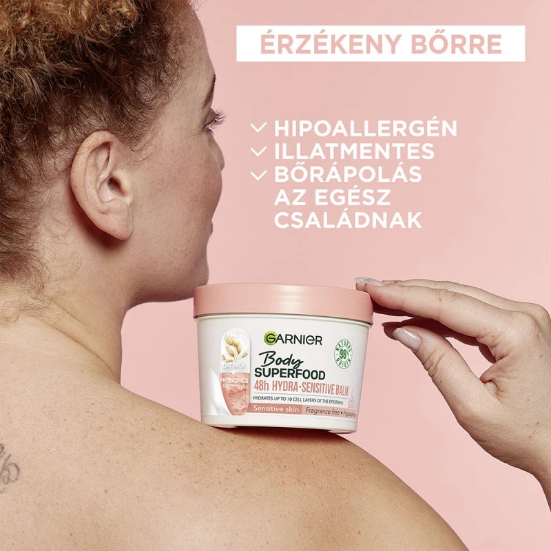 Body Superfood Hydra-Sensitive testápoló balzsam zabtejjel + probiotikus frakciókkal 380 ml