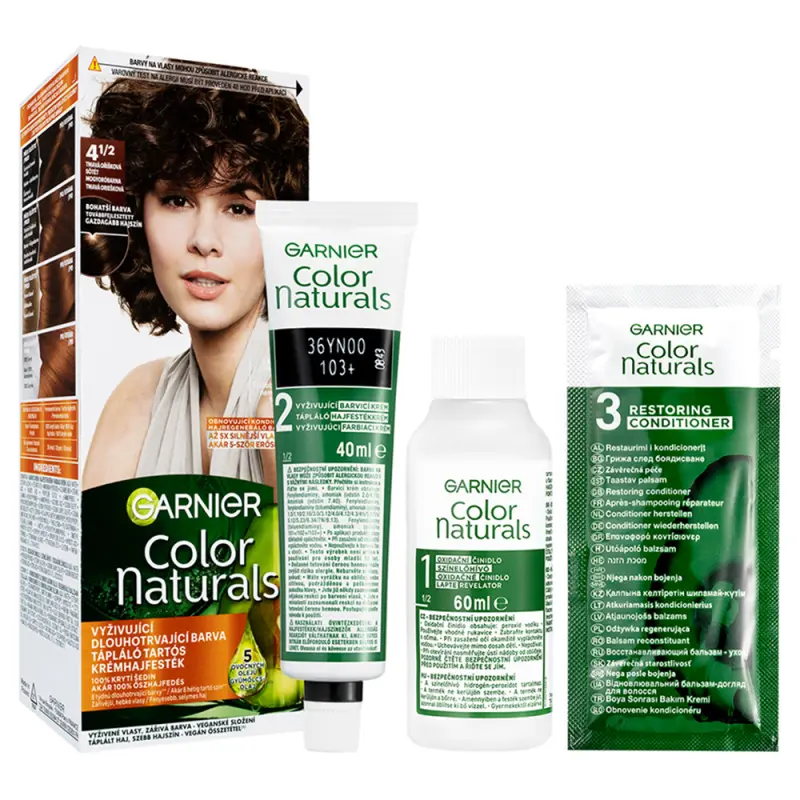 GARNIER Color Naturals Tápláló tartós krémhajfesték 4 1/2 Sötét mogyoróbarna (110 ml) GARNIER Color Naturals Tápláló tartós krémhajfesték 4 1/2 Sötét mogyoróbarna (110 ml)