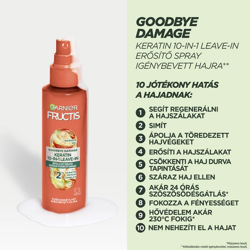 Fructis Goodbye Damage 10 az 1-ben Nem Kiöblítendő Hajápoló Spray keratinnal 150 ml