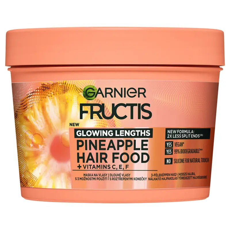 GARNIER Fructis Hair Food Pineapple 3in1 Hajpakolás hosszú hajra, töredezett hajvégekkel 400 ml GARNIER Fructis Hair Food Pineapple 3in1 Hajpakolás hosszú hajra, töredezett hajvégekkel 400 ml