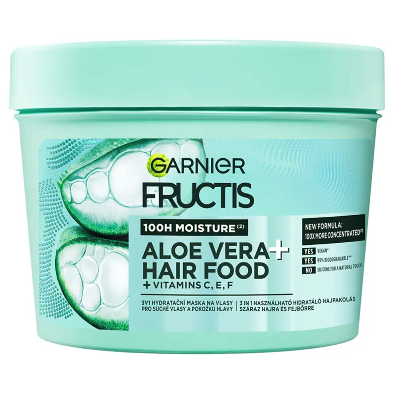 GARNIER Fructis Hair Food Hidratáló Aloe Vera hajpakolás normál és száraz hajra 400 ml