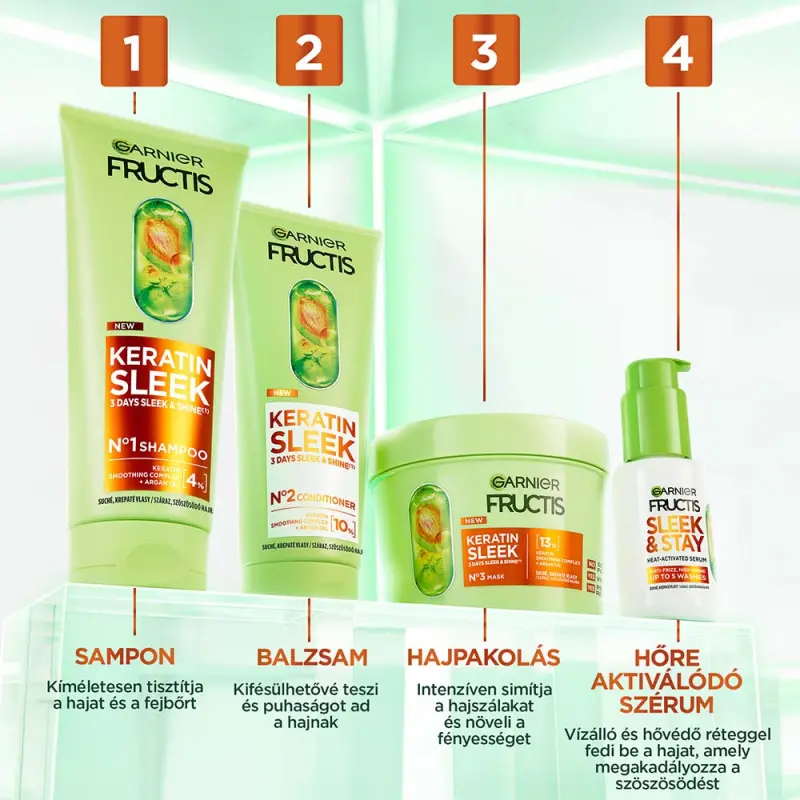 Fructis Keratin Sleek Balzsam száraz, szöszösödő hajra 200 ml