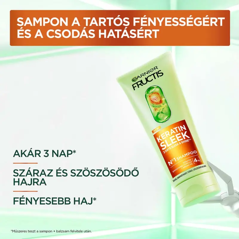 Fructis Keratin Sleek Sampon száraz, szöszösödő hajra 200 ml