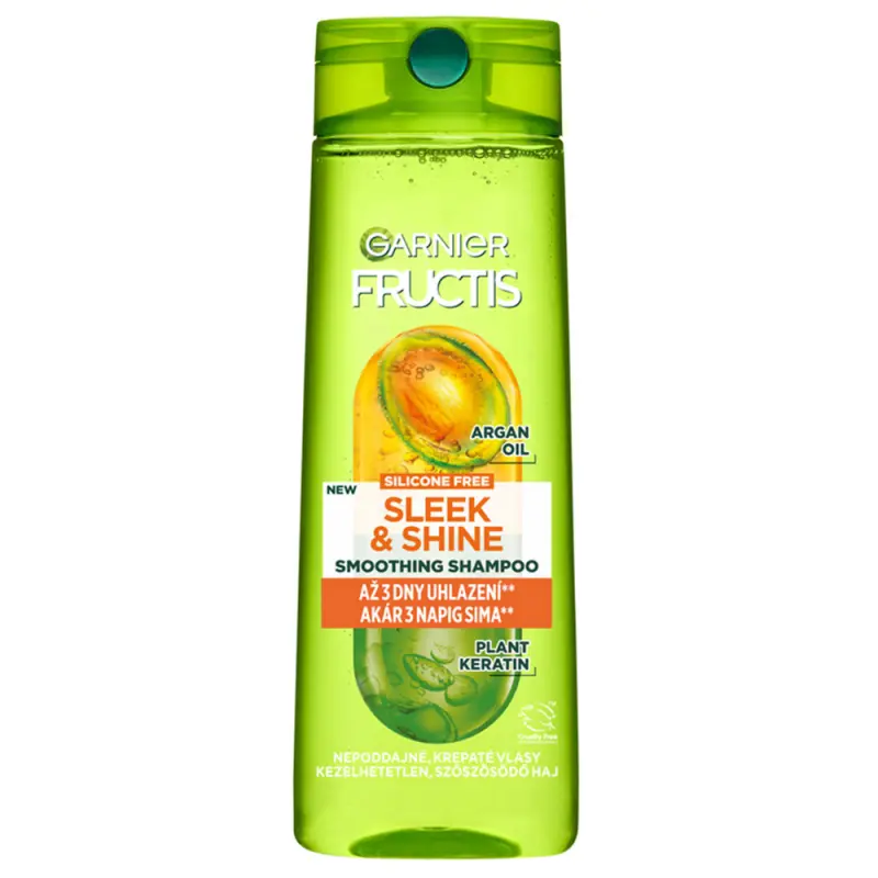 GARNIER Fructis Sleek and Shine simító sampon, szöszösödő és nehezen kezelhető hajra 400 ml