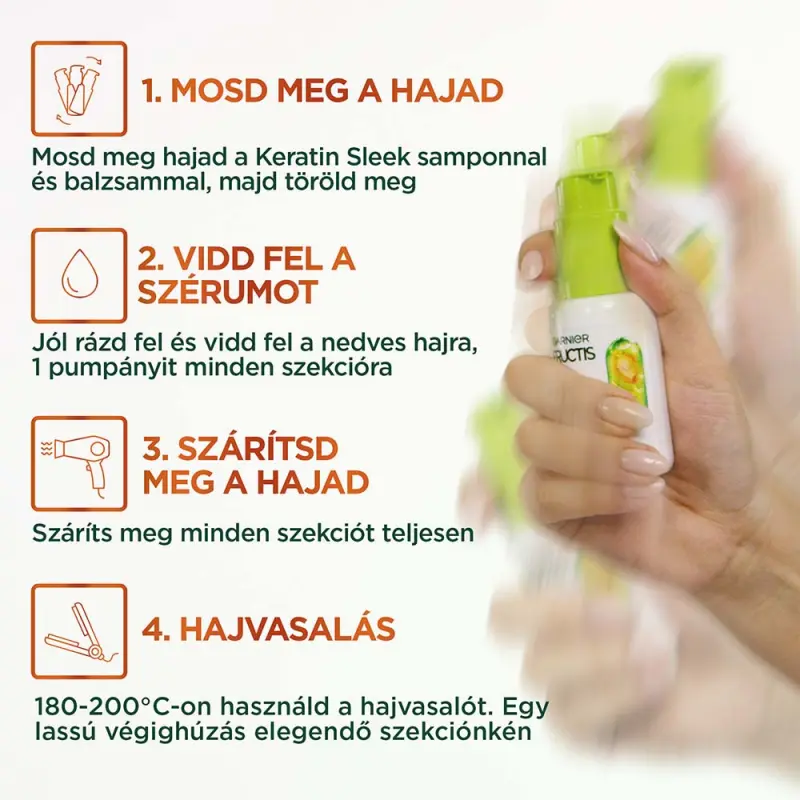 Fructis Sleek & Stay Hőre aktiválódó szérum száraz, szöszösödő hajra 50 ml