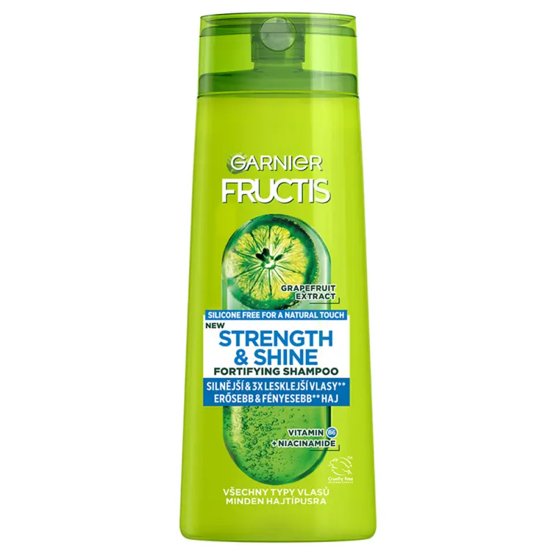 GARNIER Fructis Strength & Shine Hajerősítő sampon mindenféle gyenge és fakó hajra 250 ml
