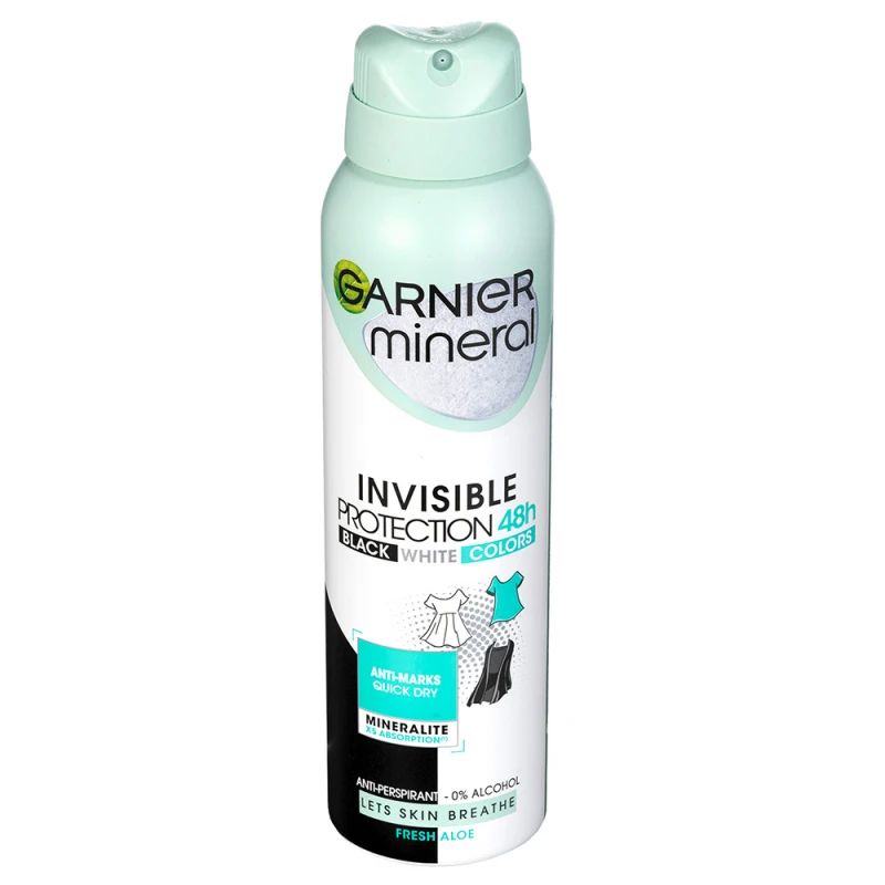 Mineral Invisible Black & White & Colors Clean Fresh izzadásgátló spray 150 ml