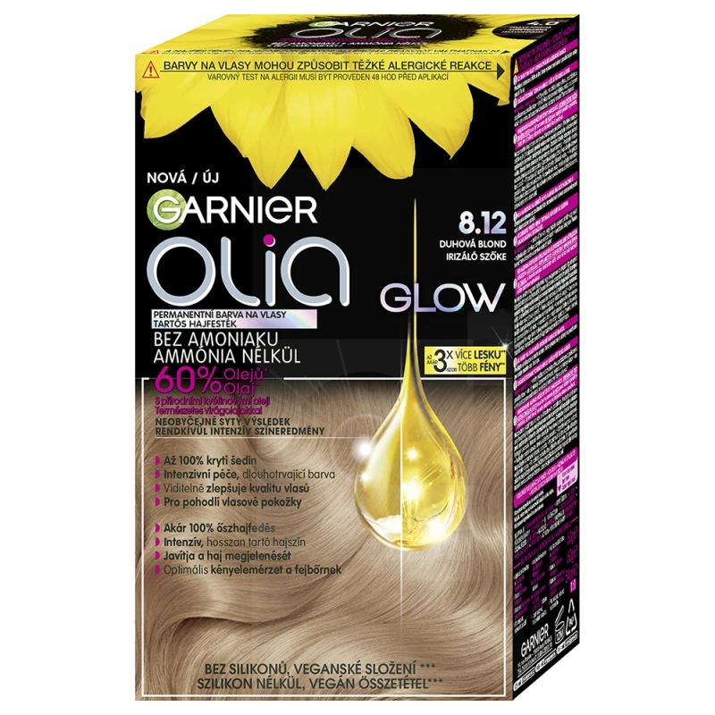 Olia Glow tartós hajfesték 8.12 Irizáló szőke 60+60+54 ml