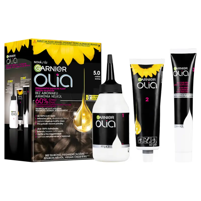 GARNIER Olia tartós hajfesték 5.0 Barna 60+60+54 ml
