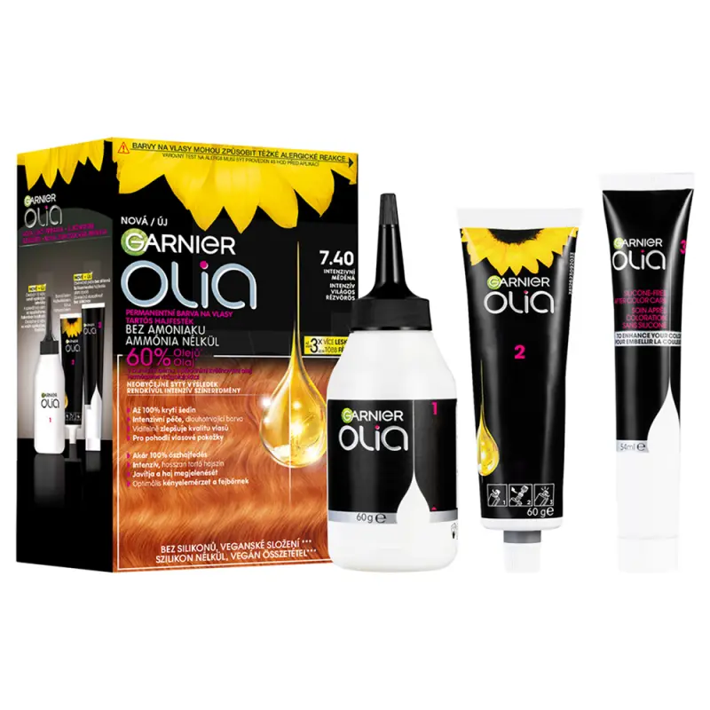 GARNIER Olia tartós hajfesték 7.40 Intenzív világos rézvörös 60+60+54 ml GARNIER Olia tartós hajfesték 7.40 Intenzív világos rézvörös 60+60+54 ml