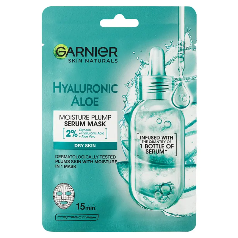 GARNIER Skin Naturals Hyaluronic Aloe Hidratáló és bőrfeltöltő textilmaszk 28 g