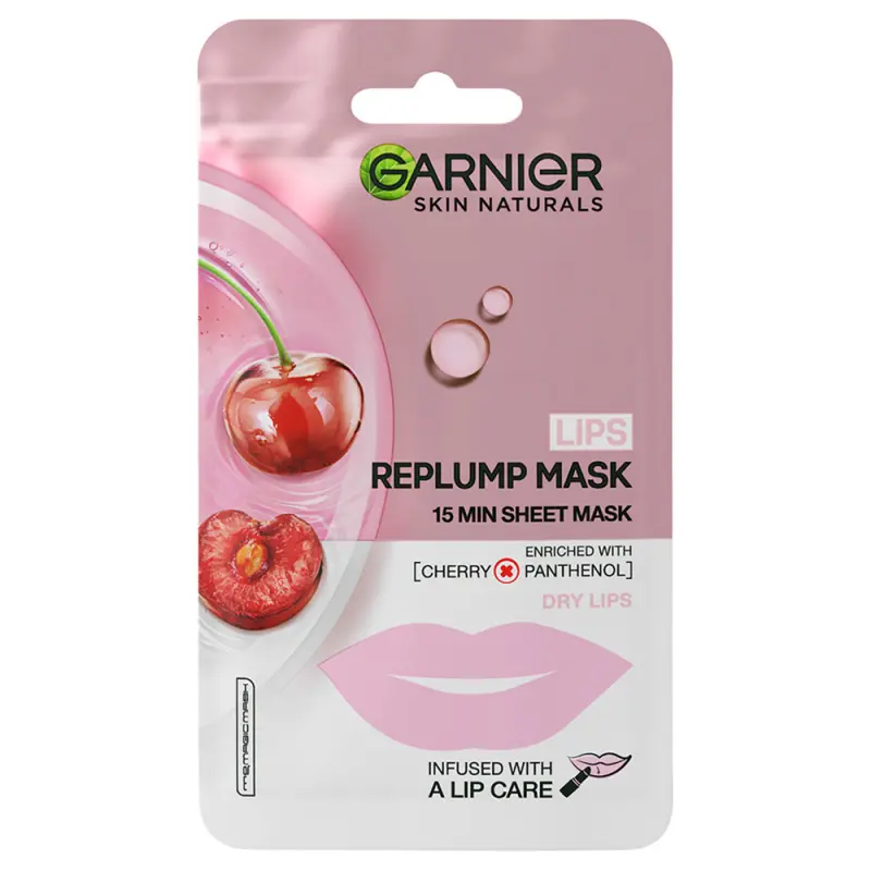 GARNIER  Skin Naturals Nedvességgel feltöltő textilmaszk az ajkakra 5 g
