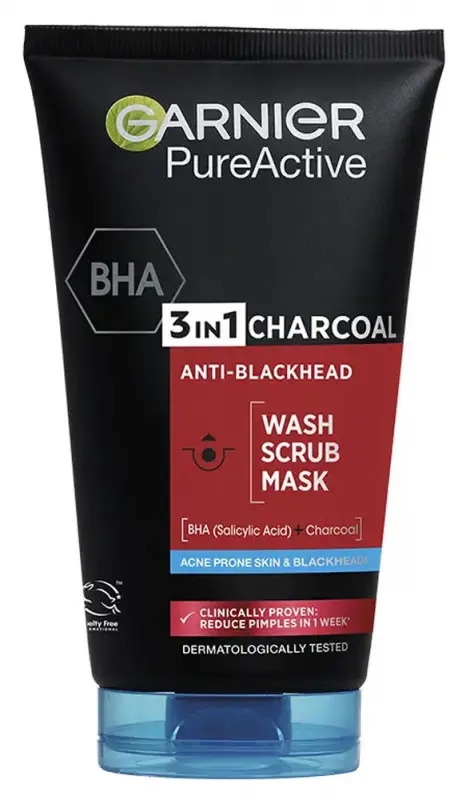 Skin Naturals Pure Active 3in1 Mitesszerek Ellen Arcmaszk Aktív Szénnel 150 ml