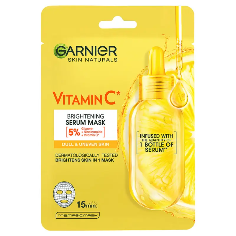 GARNIER Skin Naturals Vitamin C* Ragyogást adó fátyolmaszk C-vitaminnal 28 g