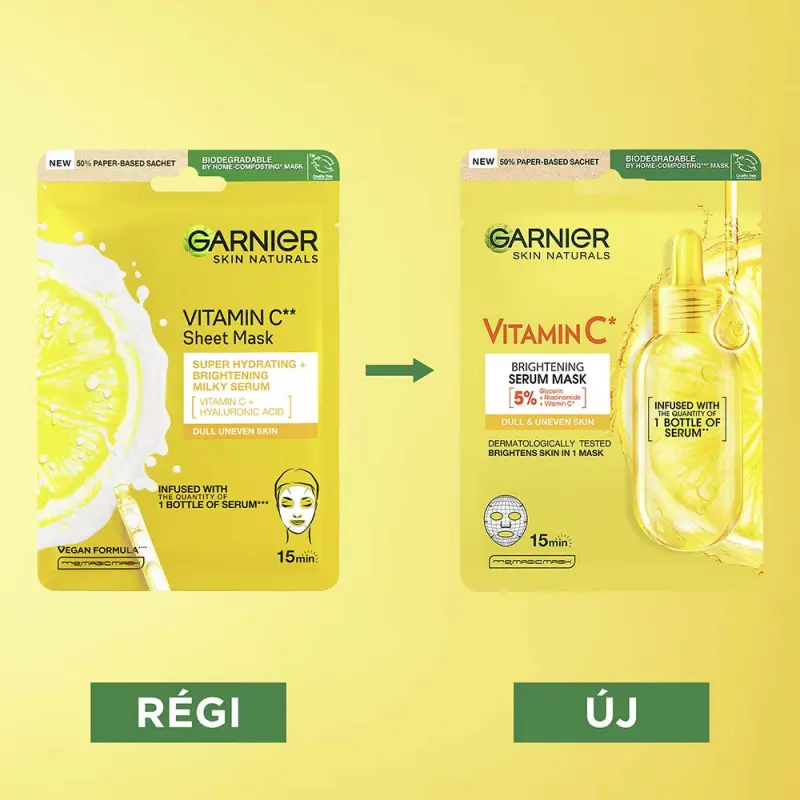 Szuper hidratáló és ragyogást adó textil maszk C-vitaminnal (28 ml)