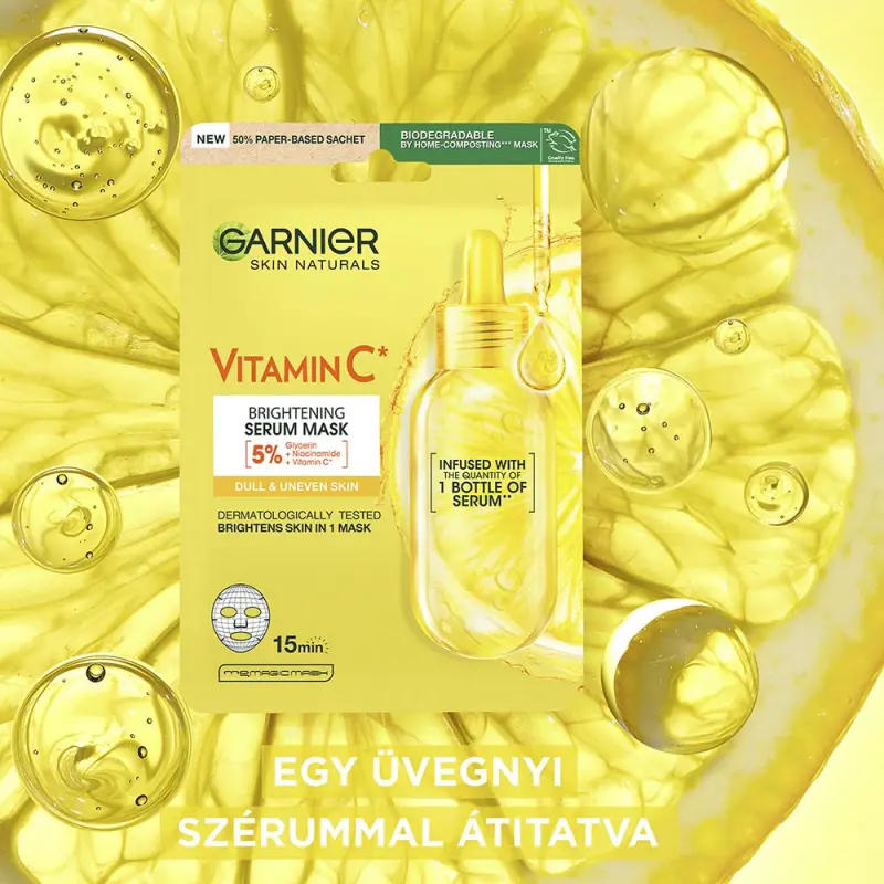 Szuper hidratáló és ragyogást adó textil maszk C-vitaminnal (28 ml)