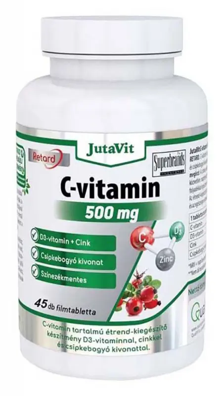 JUTAVIT C 500 mg C-Vitamin + Csipkebogyó + D3-Vitamin + Cink Retard 45 db