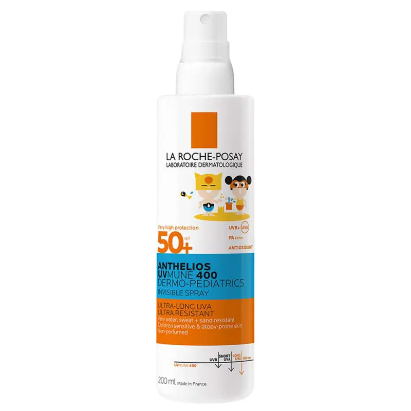 LA ROCHE-POSAY Anthelios UVMUNE 400 Dermo-Pediatrics Napvédő spray SPF 50+ gyerekeknek 200 ml LA ROCHE-POSAY Anthelios UVMUNE 400 Dermo-Pediatrics Napvédő spray SPF 50+ gyerekeknek 200 ml