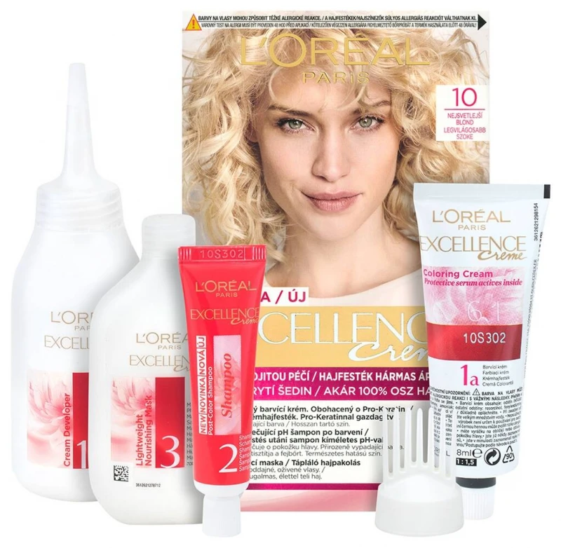 Excellence krémes, tartós hajfesték 10 Világosszőke (176 ml)