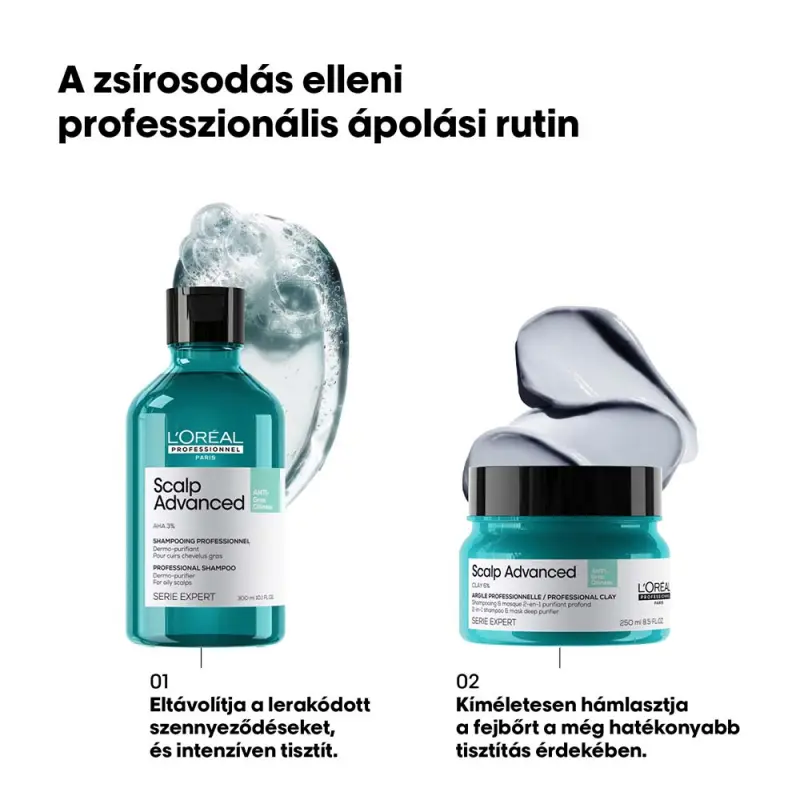 Scalp Advanced 2 az 1-ben zsírosodás elleni mélytisztító sampon (250 ml)