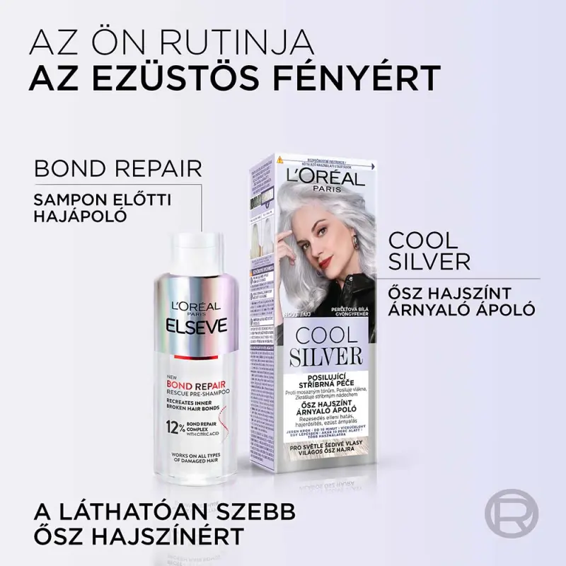 Cool Silver ősz hajszínt árnyaló ápoló ragyogó ezüst gyöngyfehér 114 ml