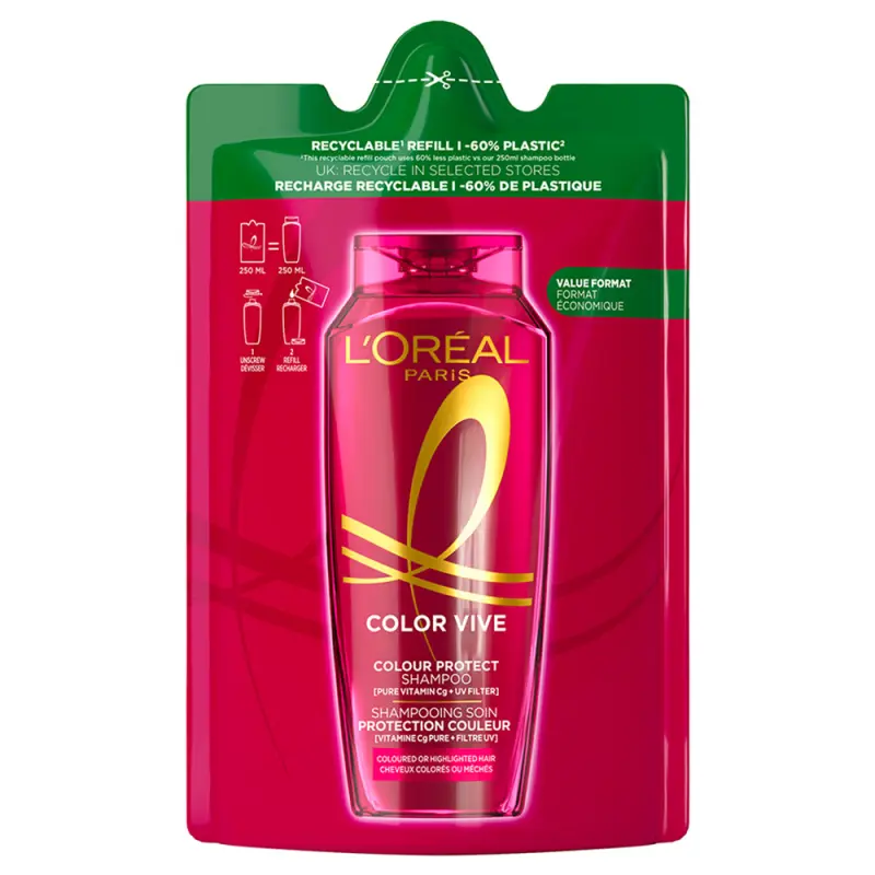 L'ORÉAL PARIS Elseve Color Vive sampon színvédő ápoló utántöltő 250 ml