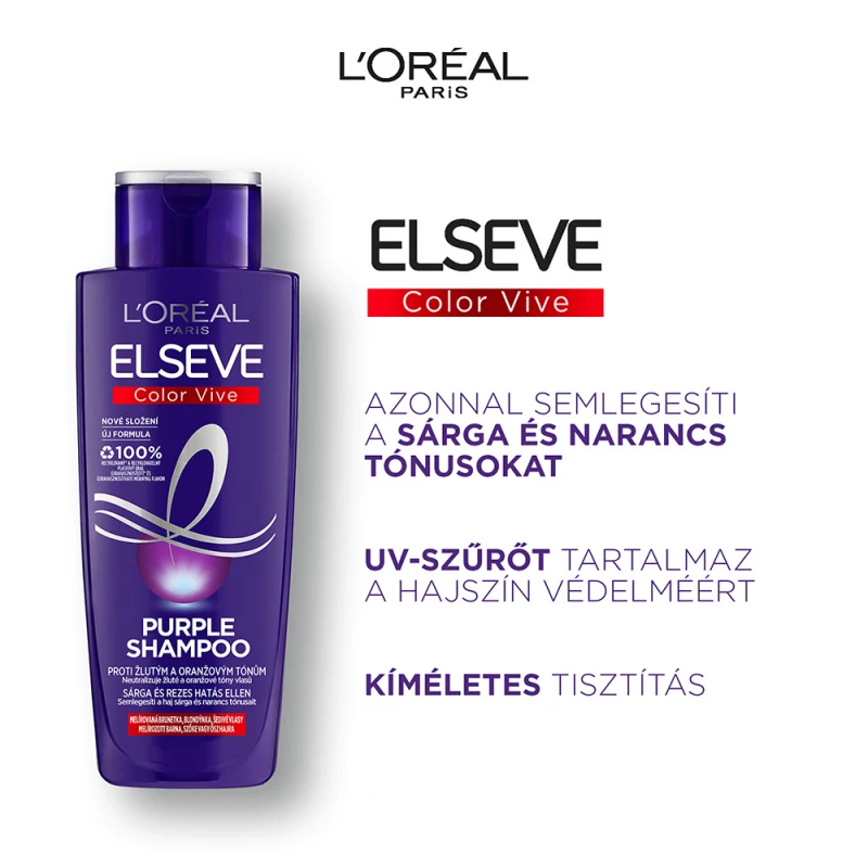 Elseve Color Vive Purple sampon sárga és rezes hatás ellen 200 ml