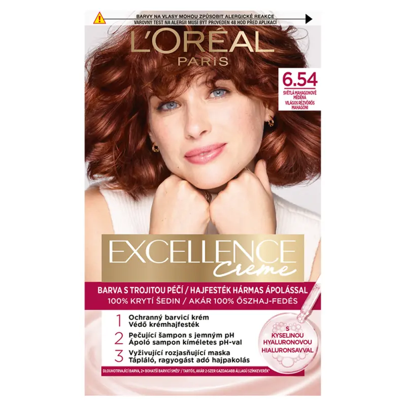 L'ORÉAL PARIS Excellence 6.54 Világos Rézvörös Mahagóni 72+48+12+60 ml