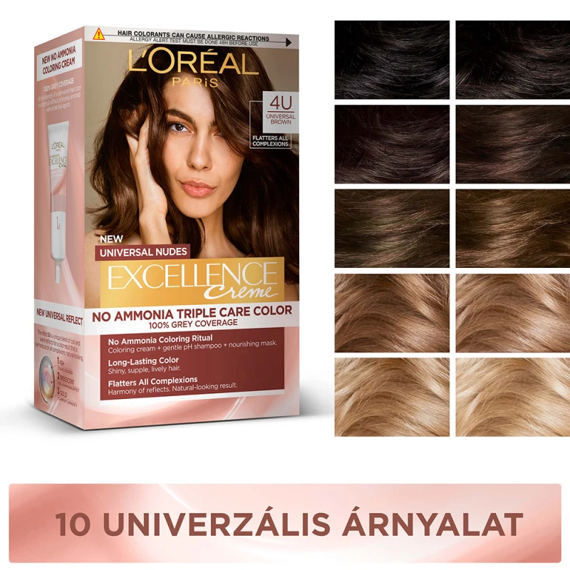 Excellence Creme Universal Nudes krémhajfesték 4U Barna (192 ml)