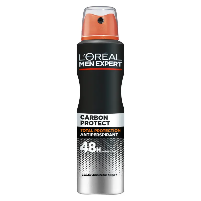 L'ORÉAL PARIS Men Expert Carbon Protect izzadásgátló dezodor spray, akár 48 órán át küzd az izzadás ellen 150 ml