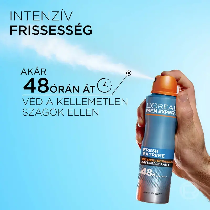 Men Expert Fresh Extreme izzadásgátló spray, 48 órán át küzd az izzadás ellen 150 ml