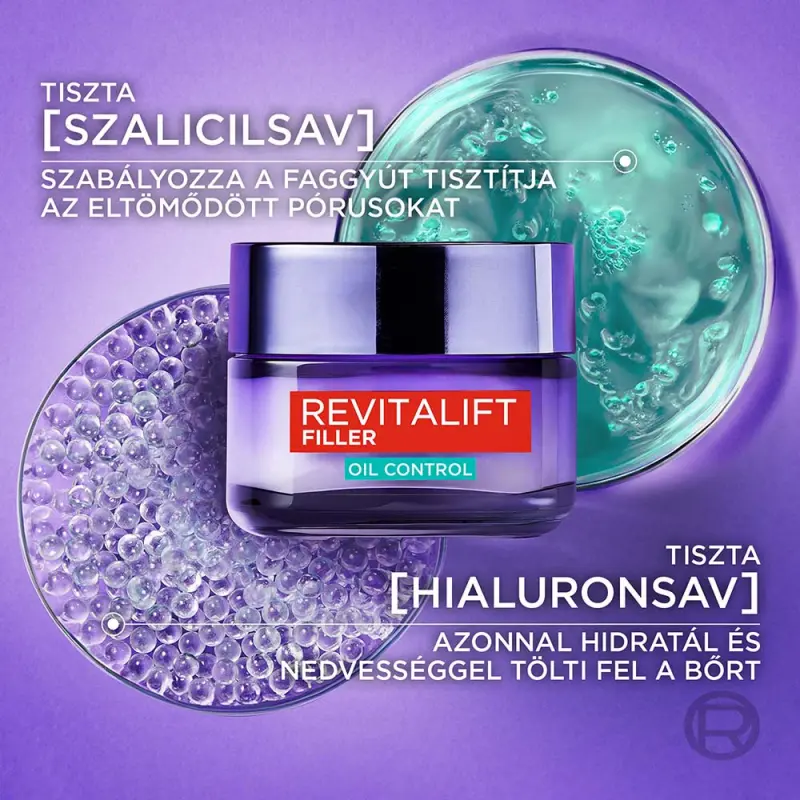 Revitalift Filler hialuronsavas feltöltő gél-krém zsíros és kombinált bőrre 50 ml
