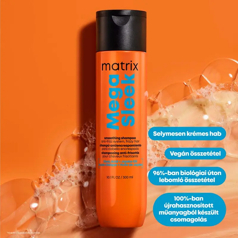 Mega Sleek Simító Sampon nehezen kezelhető, szöszösödő hajra 300 ml