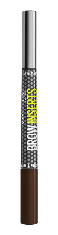 MAYBELLINE Brow Inserts Deep Brown 5 kétvégű szemöldökfilc háromágú heggyel és színezett géllel