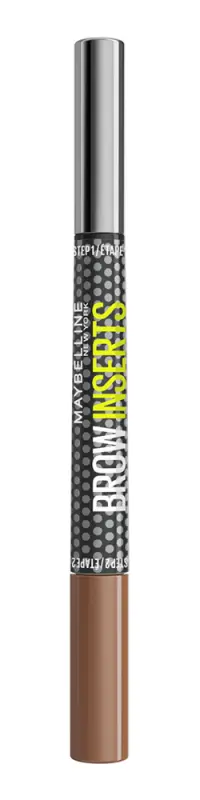 MAYBELLINE Brow Inserts Soft Brown 2 kétvégű szemöldökfilc háromágú heggyel és színezett géllel