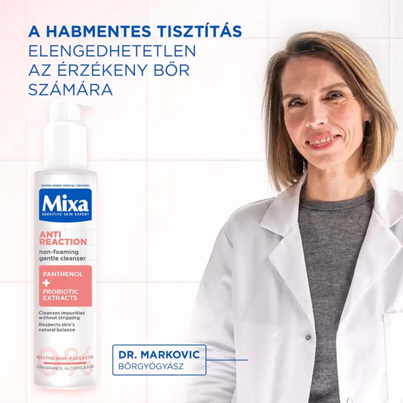 Anti-Reaction Nyugtató, nem habzó tisztító gél panthenollal és probiotikus kivonatokkal 150 ml