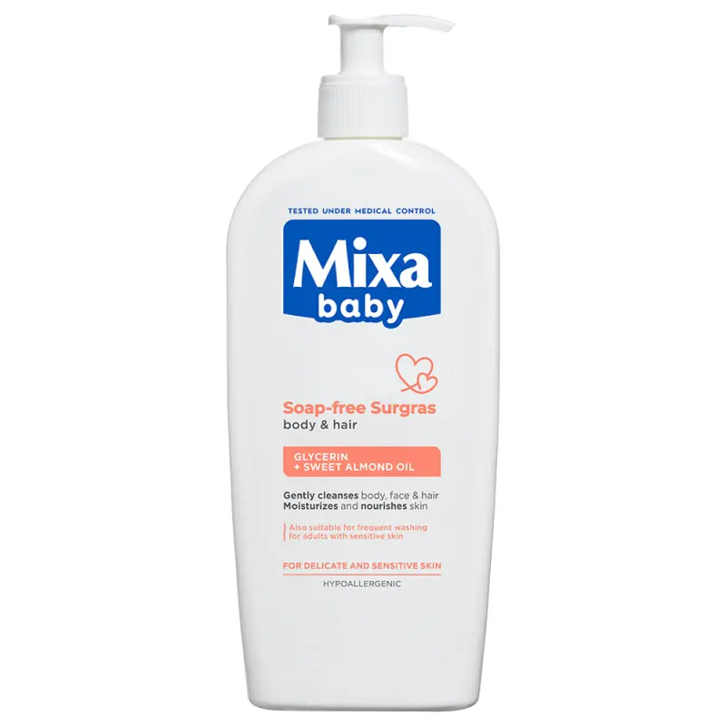 MIXA Baby Szappanmentes tusfürdő és sampon 400 ml