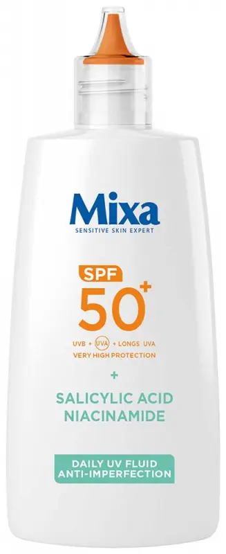 MIXA Mindennapos UV fluid bőrhibák ellen SPF 50+ nagyon magas védelemmel 40 ml