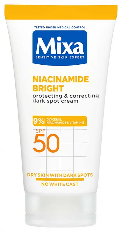 MIXA Niacinamide Bright Védő és korrigáló krém sötét foltok ellen SPF 50 (50 ml)