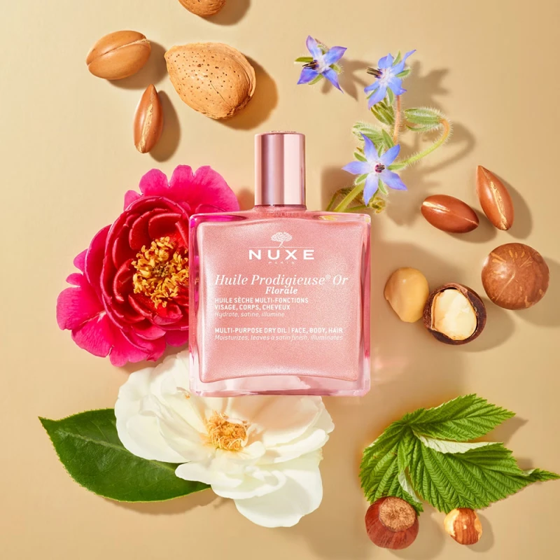 Huile Prodigieuse Or Florale - többfunkciós rózsaarany-csillámos szárazolaj arcra, testre, hajra - minden bőrtípus (50 ml)