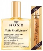 NUXE Huile Prodigieuse többfunkciós száraz olaj arcra, testre, hajra - minden bőrtípus + Aranyolaj Roll On szett (100+8 ml)