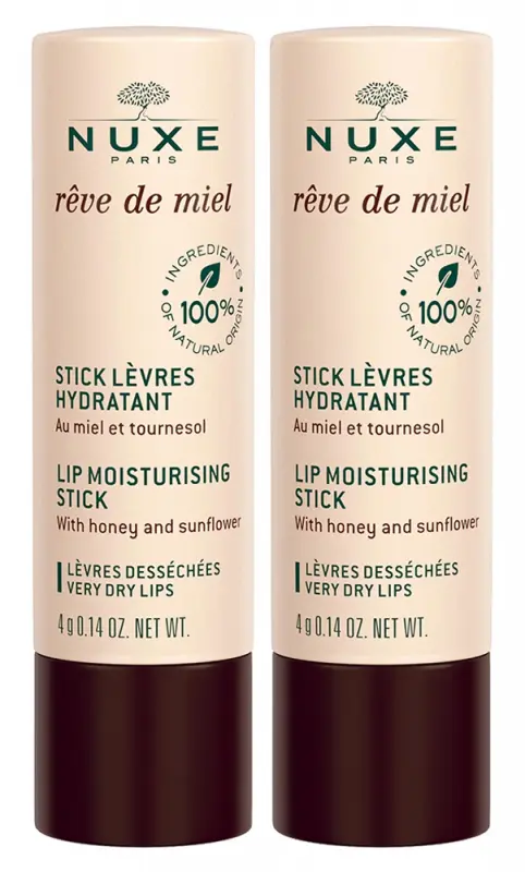 NUXE Reve de Miel Ajakápoló stift - száraz, sérült ajkak DUOPACK 2x4 g