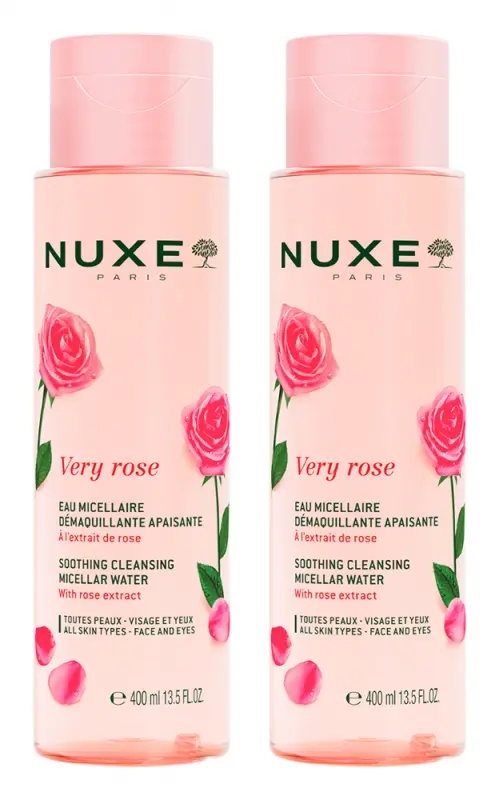NUXE Very Rose 3 az 1-ben Nyugtató arctisztító micellás víz DUOPACK 2x400 ml
